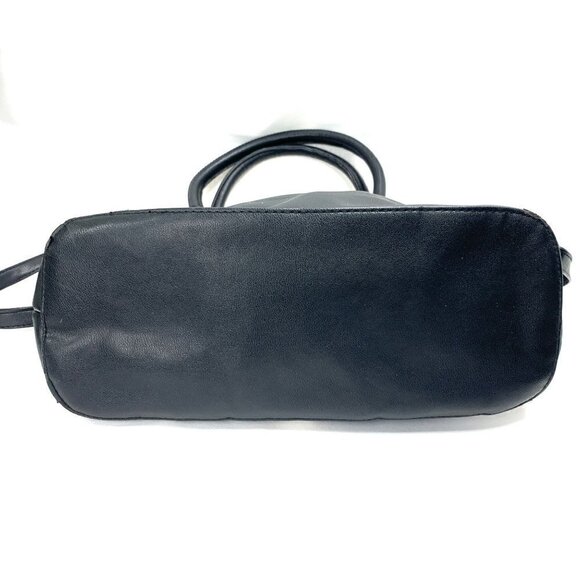 Christian Siriano Vegan Leather Satchel Black/White/Tan Stripe 16"W x 11” - Picture 5 of 11